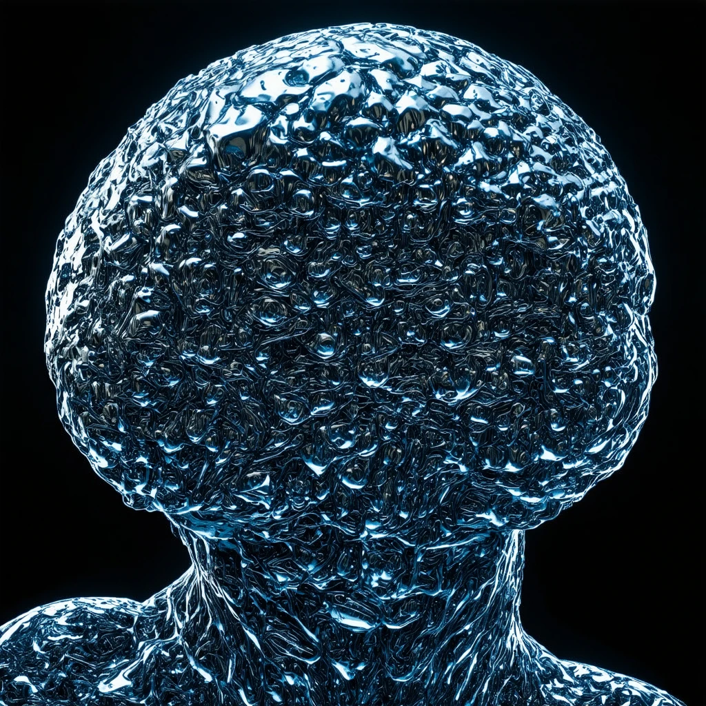 futuristic neuro cyber chrome blob that looks like AI mind