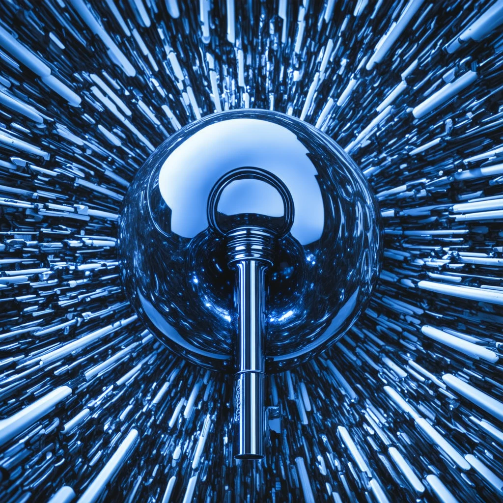 futuristic neuro cyber chrome blob that looks like a key to a secret path